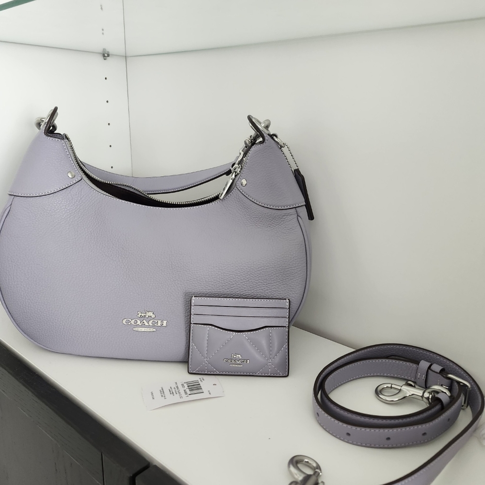 Coach purse w/matching card wallet and strap - lavender